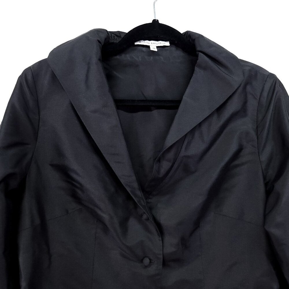 Marisa Baratelli Button-Up Thai Silk Blazer Size 10 Lightweight Unlined Black - Picture 7 of 11